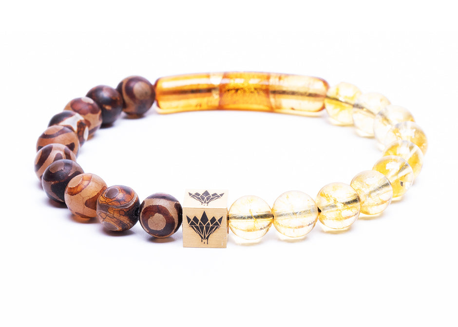 Tibetan Agate - Citrine - Murano Glass Bracelet (8mm)