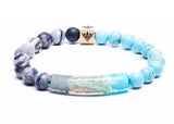 Turquoise - Web Jasper - Murano Glass Bracelet (8mm)