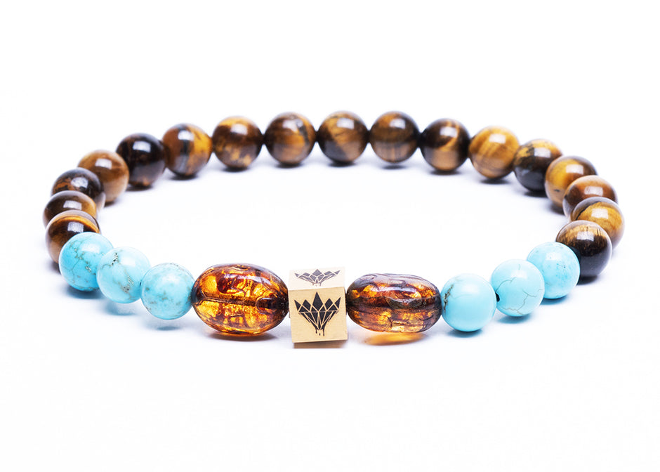 Tiger's Eye - Turquoise - Scarab Bracelet (8mm)