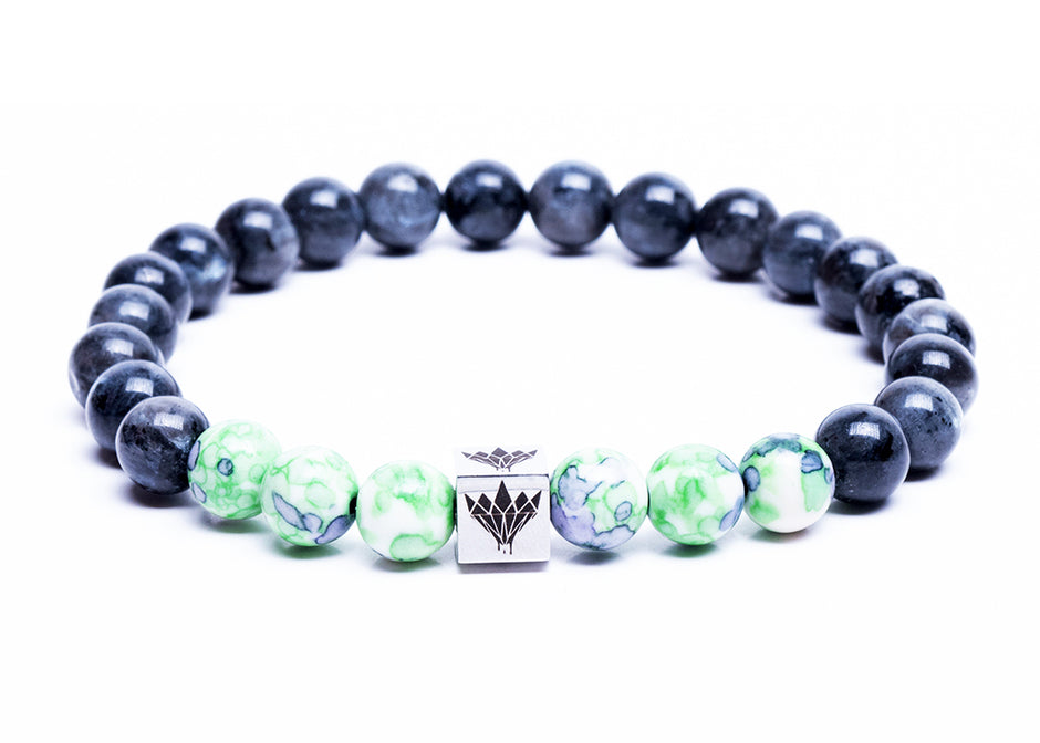 Rain Flower Agate - Larvikite Bracelet (8mm)