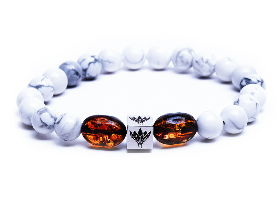 Howlite - Scarab Bracelet (8mm)