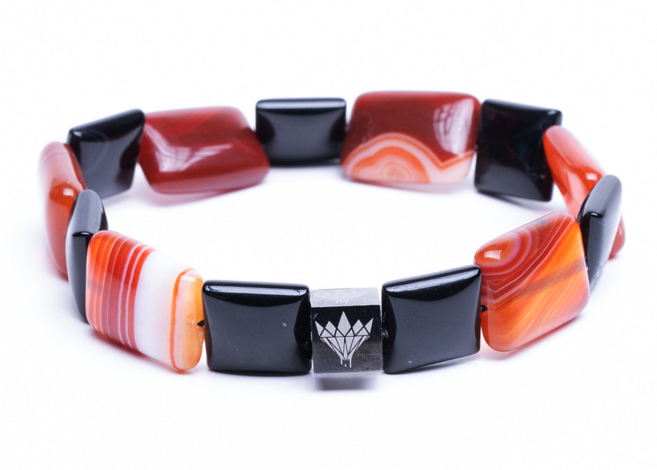 Black Onyx - Red Agate Bracelet (12-13mm)