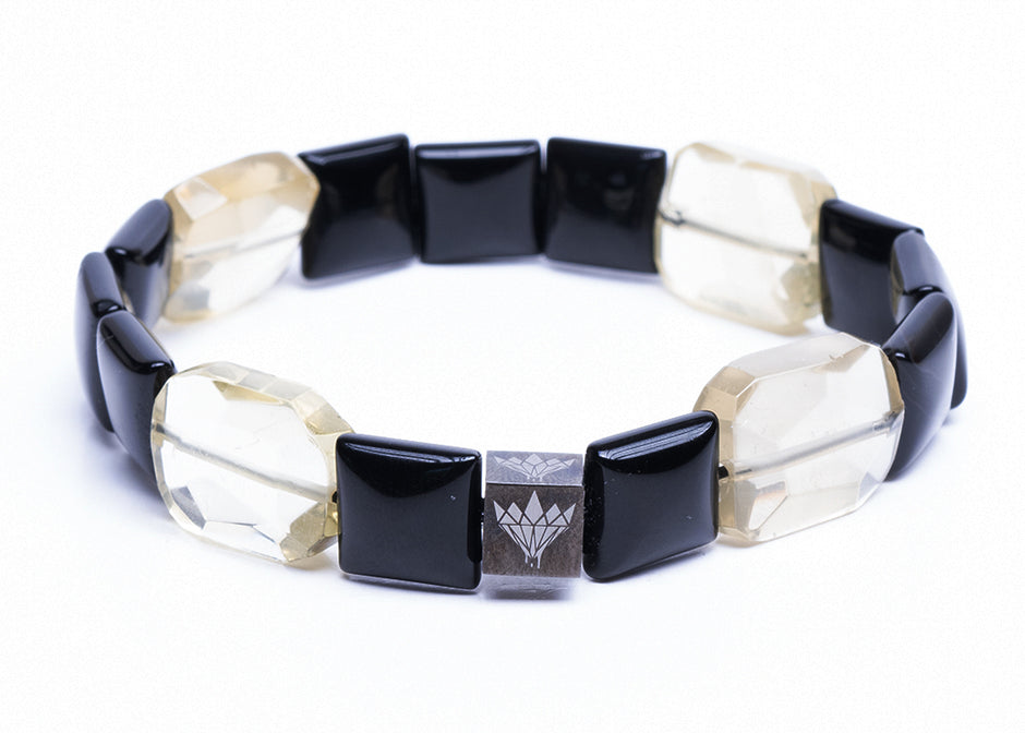 Lemon Quartz - Black Onyx Bracelet (12-13mm)