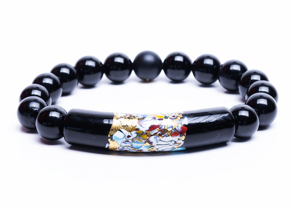 Black Onyx - Murano Glass Bracelet (12mm)