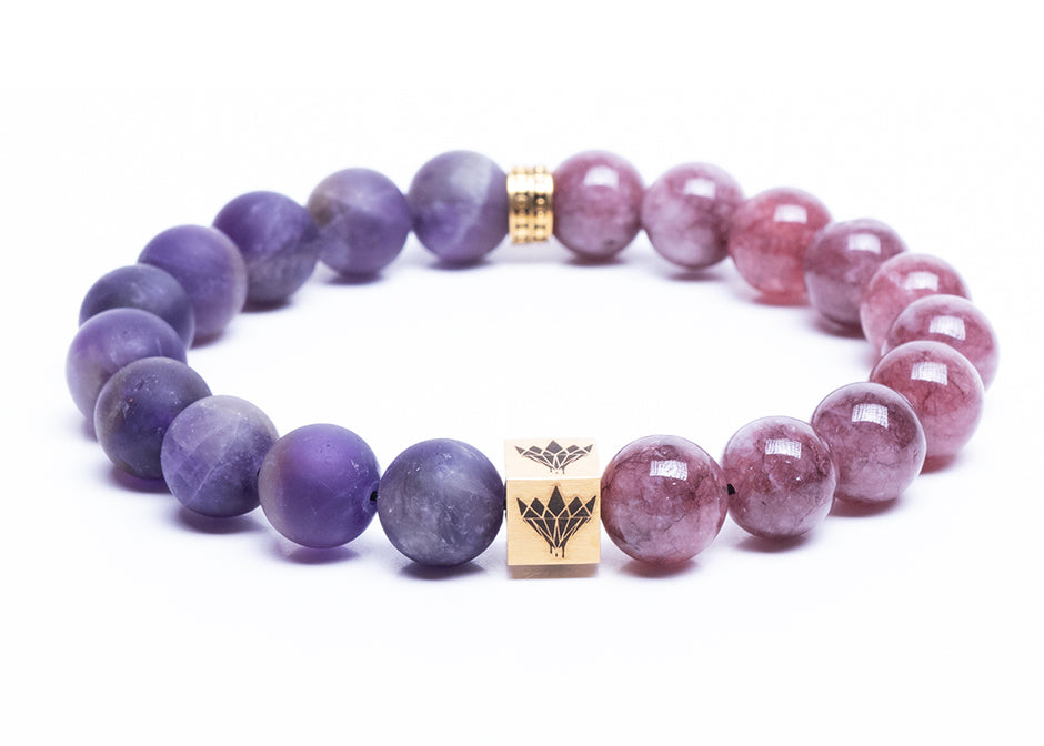 Lepidolite - Amethyst Bracelet - Silver (8mm)