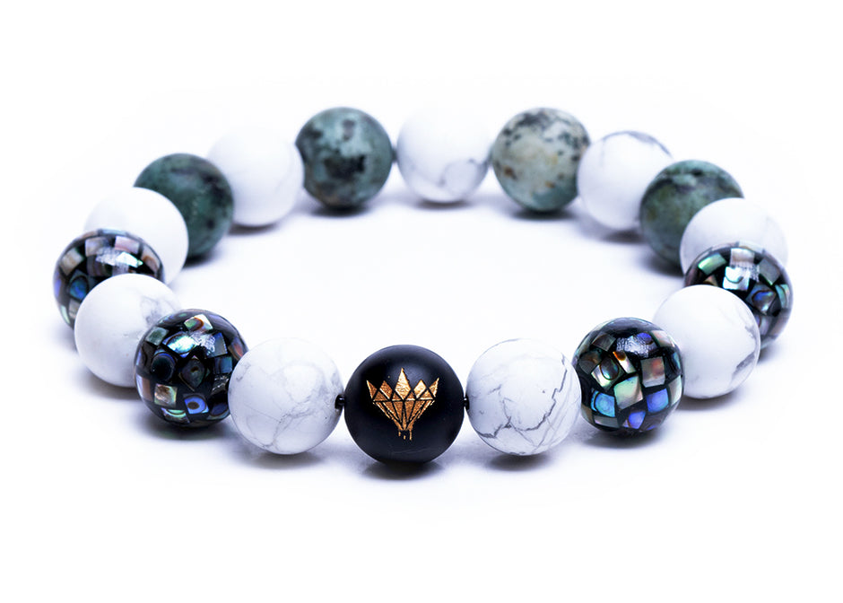 Howlite - Paua Shell - African Turquoise Bracelet (12mm)