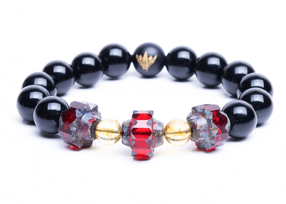 Black Onyx - Citrine - Turkish Glass Bracelet (12mm)