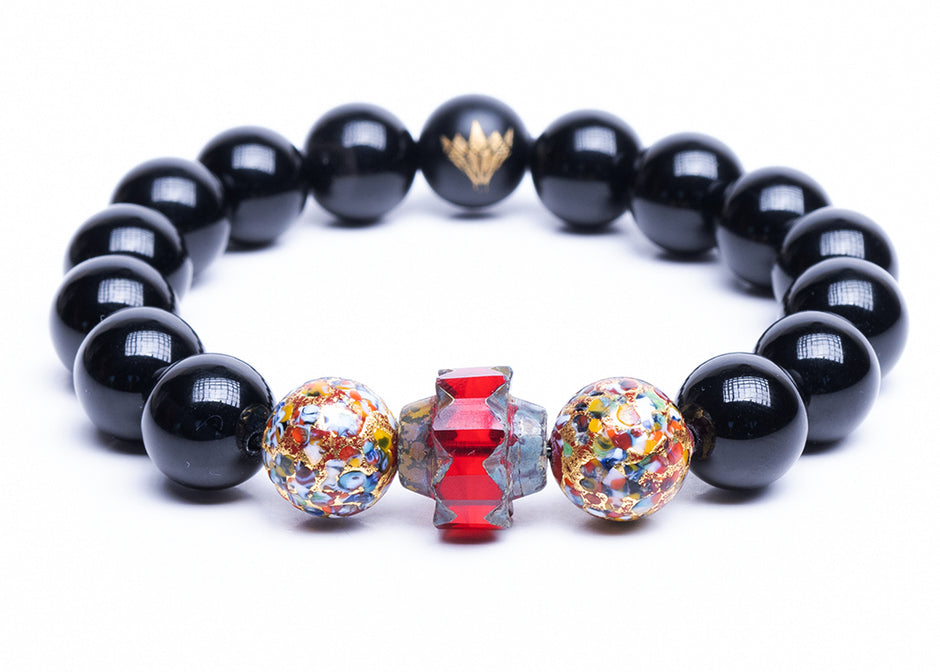 Black Onyx - Turkish Glass Bracelet (12mm)