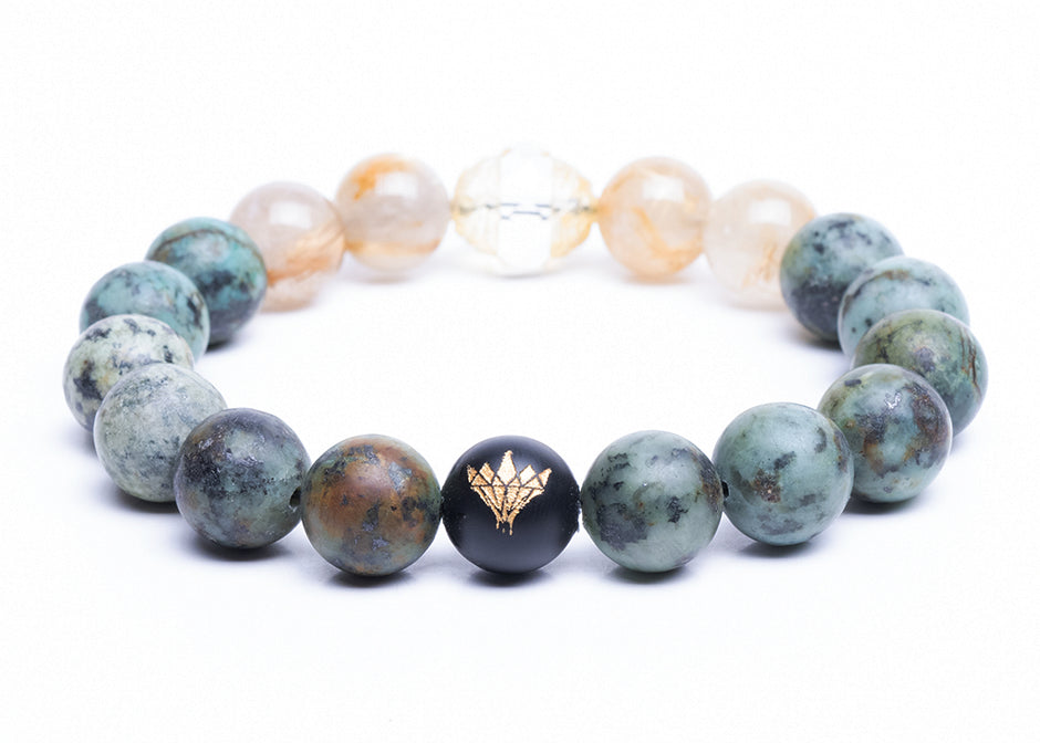 Rutilated Quartz - African Turquoise Bracelet (12mm)